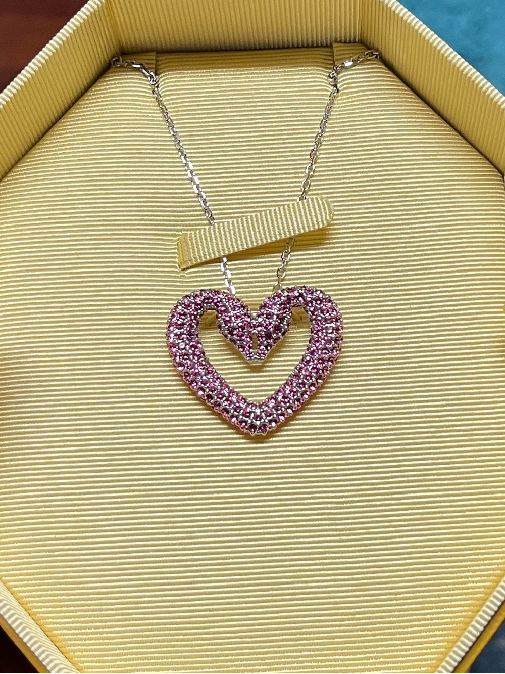 Swarovski Sublima Swan Pink Crystal Heart Necklace